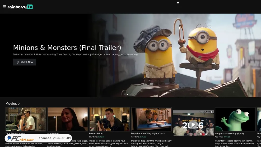 Screenshot di rainberrytv.com