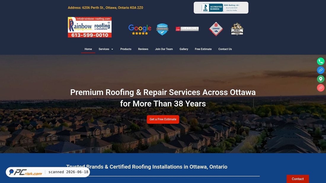 Screenshot di rainbow-roofing.com