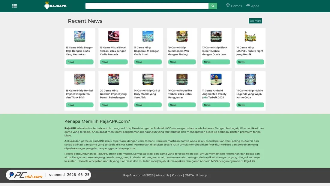 Screenshot of rajaapk.com