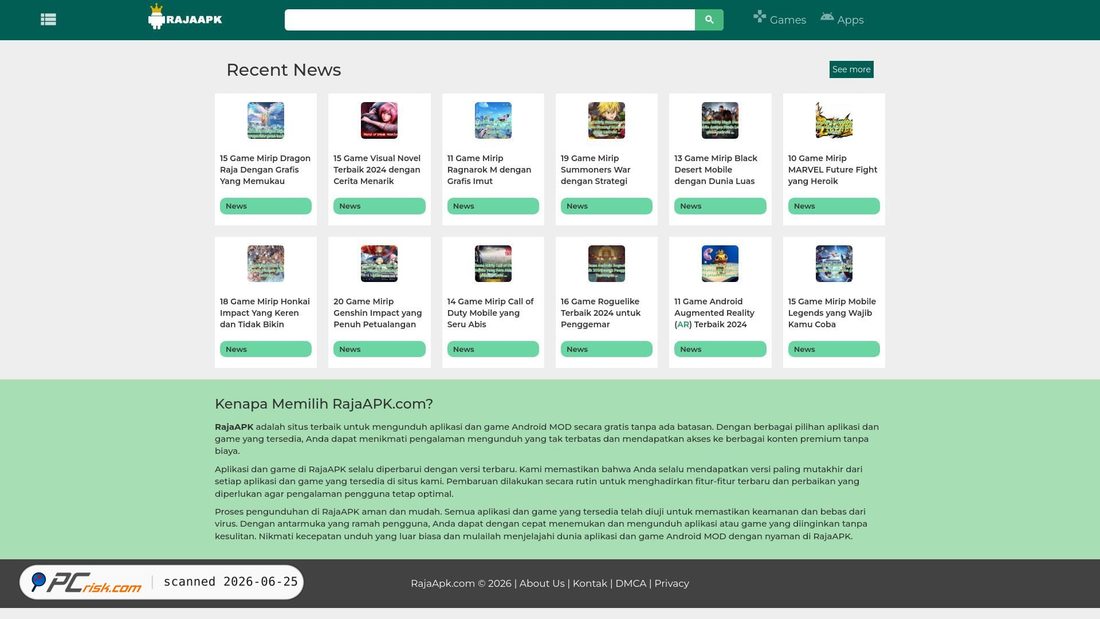 Screenshot di rajaapk.com