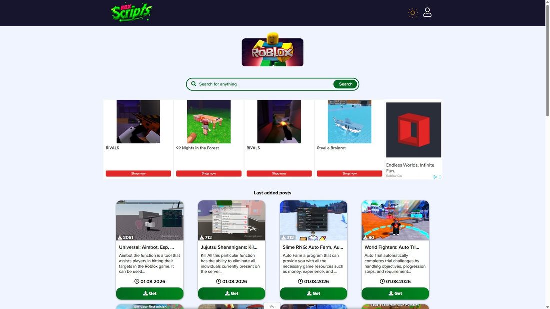 Captura de pantalla de rbxscript.com