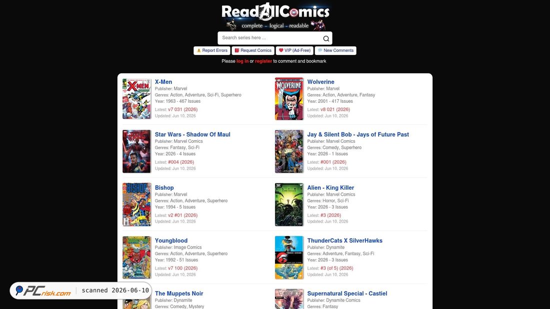 Screenshot of readallcomics.com
