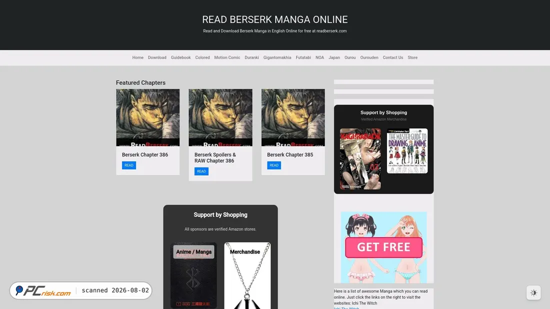 Screenshot of readberserk.com