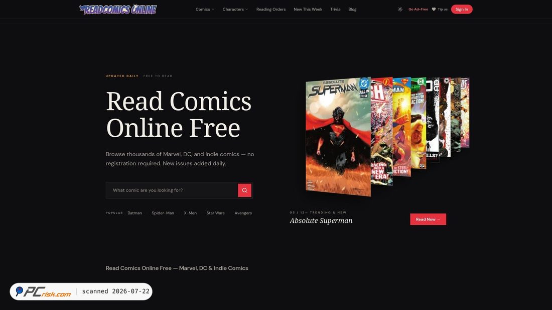 Screenshot of readcomicsonline.lol