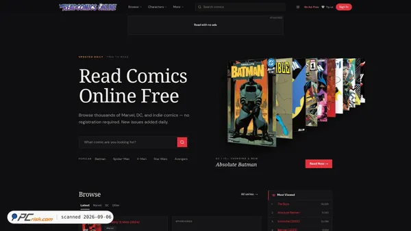 Capture d’écran de readcomicsonline.lol