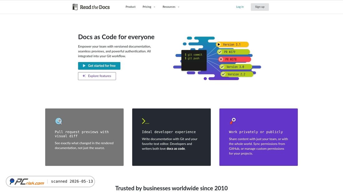 Screenshot von readthedocs.io