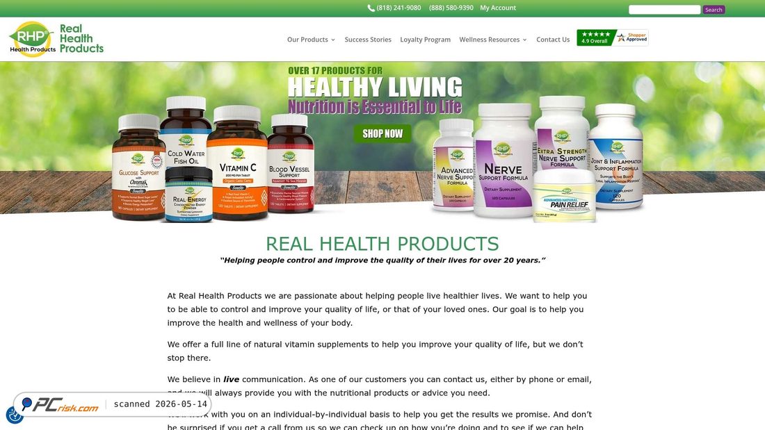 Screenshot of realhealthproducts.com