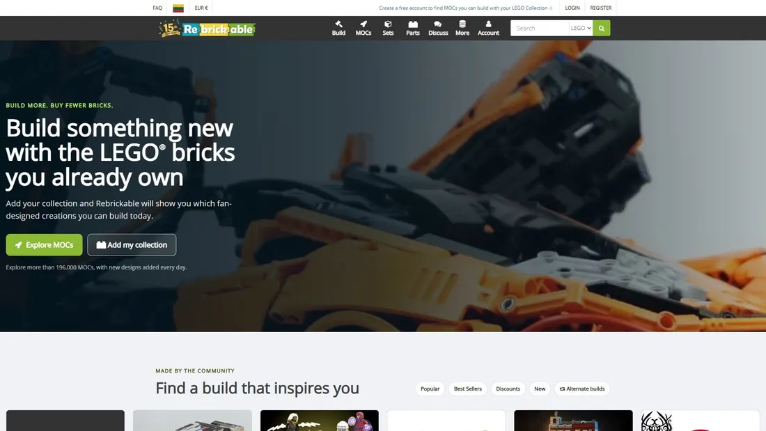 Screenshot von rebrickable.com