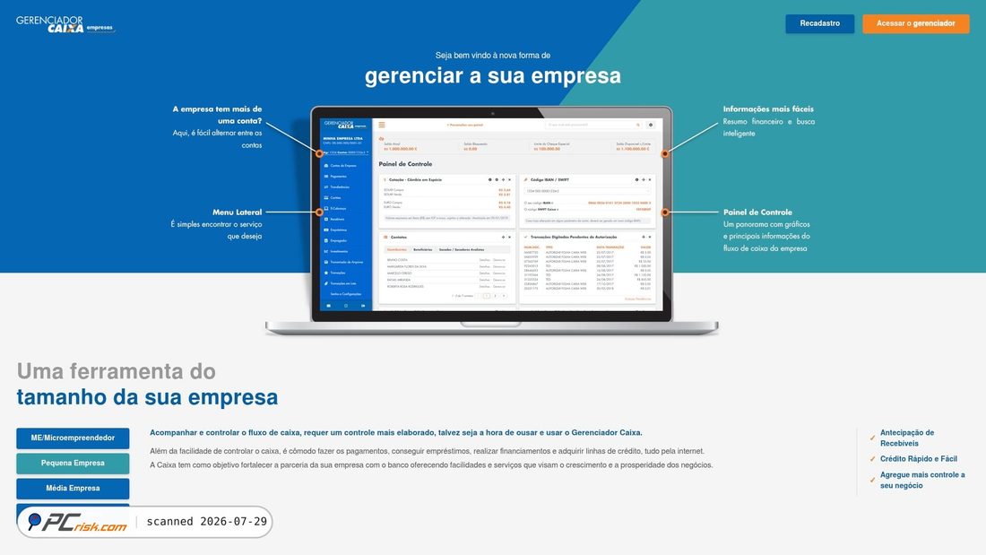 Screenshot of recadastrocaixaempresas.com