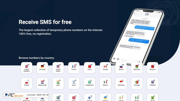 receiveasmsonline.com screenshot