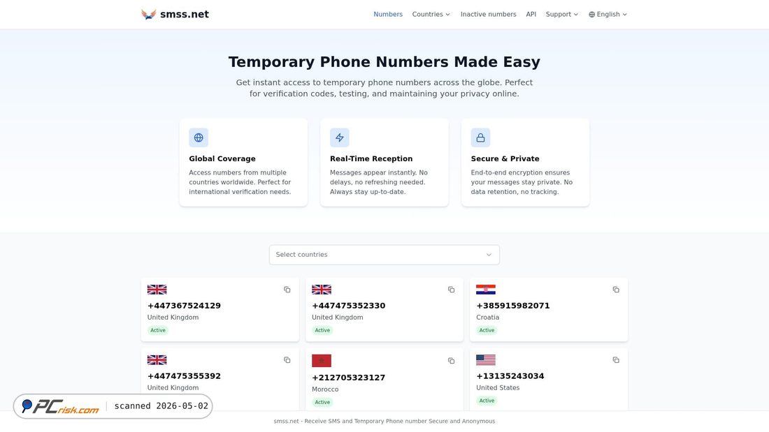 Screenshot of receivesms.cc