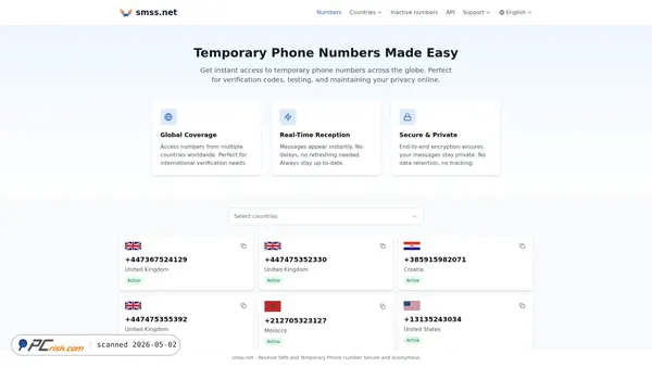 receivesms.cc screenshot
