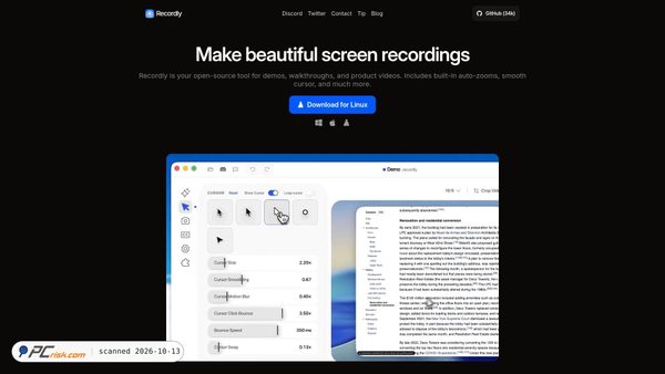 Screenshot di recordly.dev