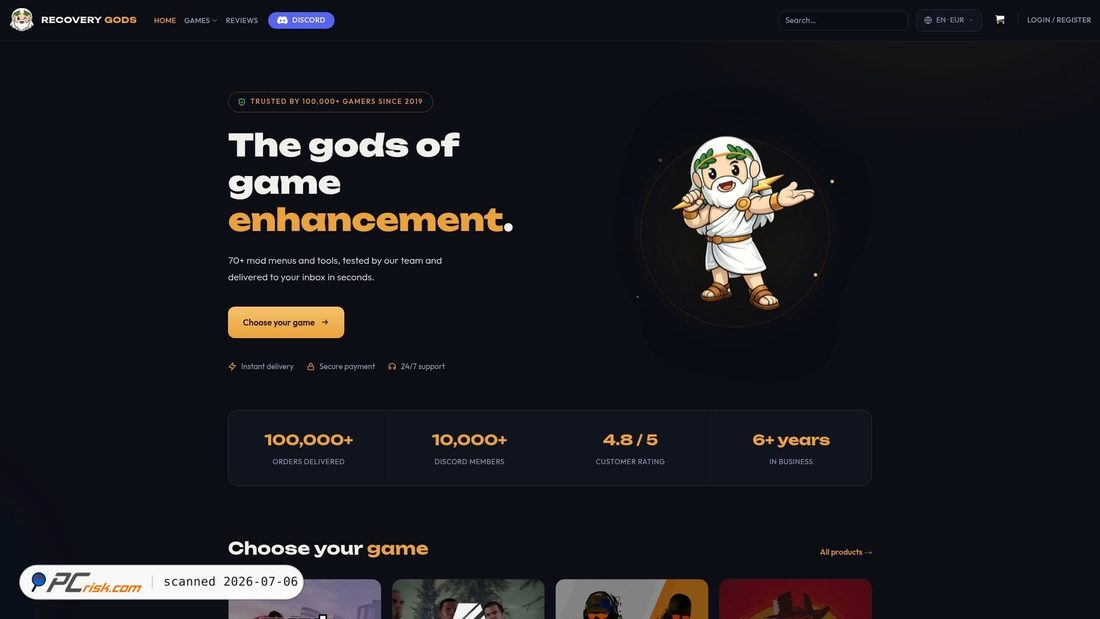 Screenshot of recoverygods.xyz