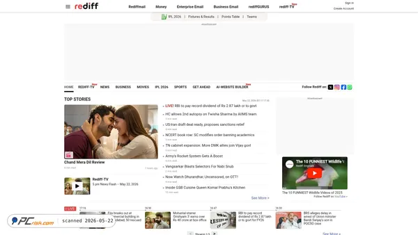 rediff.com screenshot