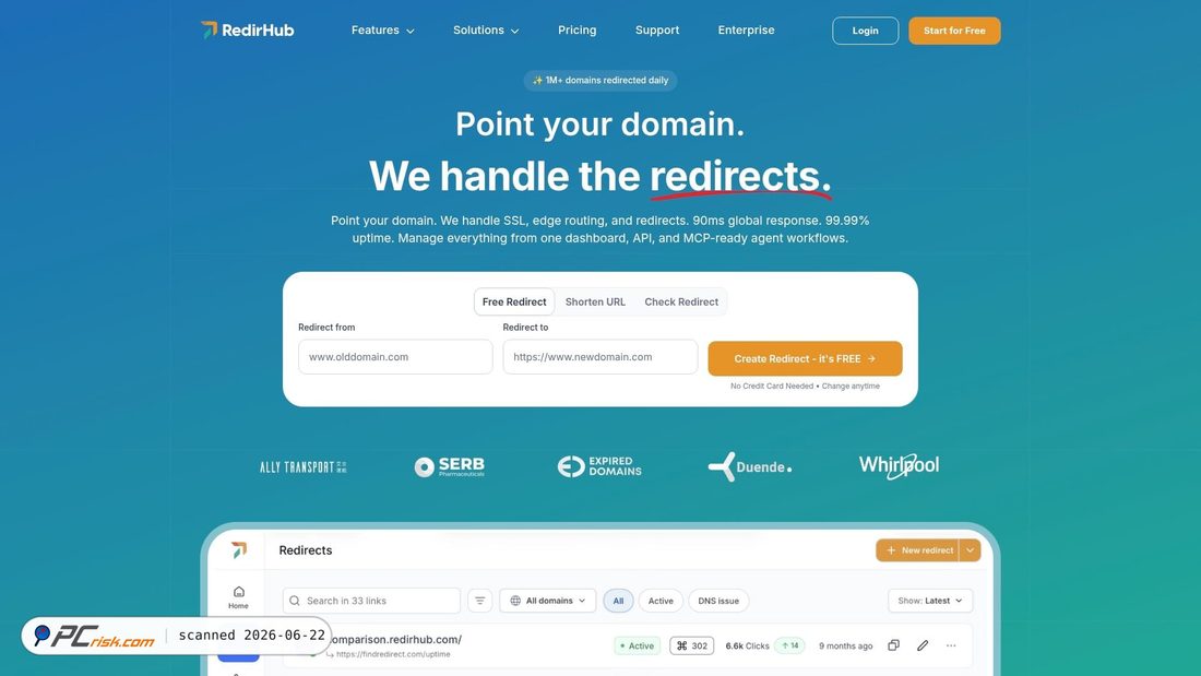 Screenshot of redirhub.com