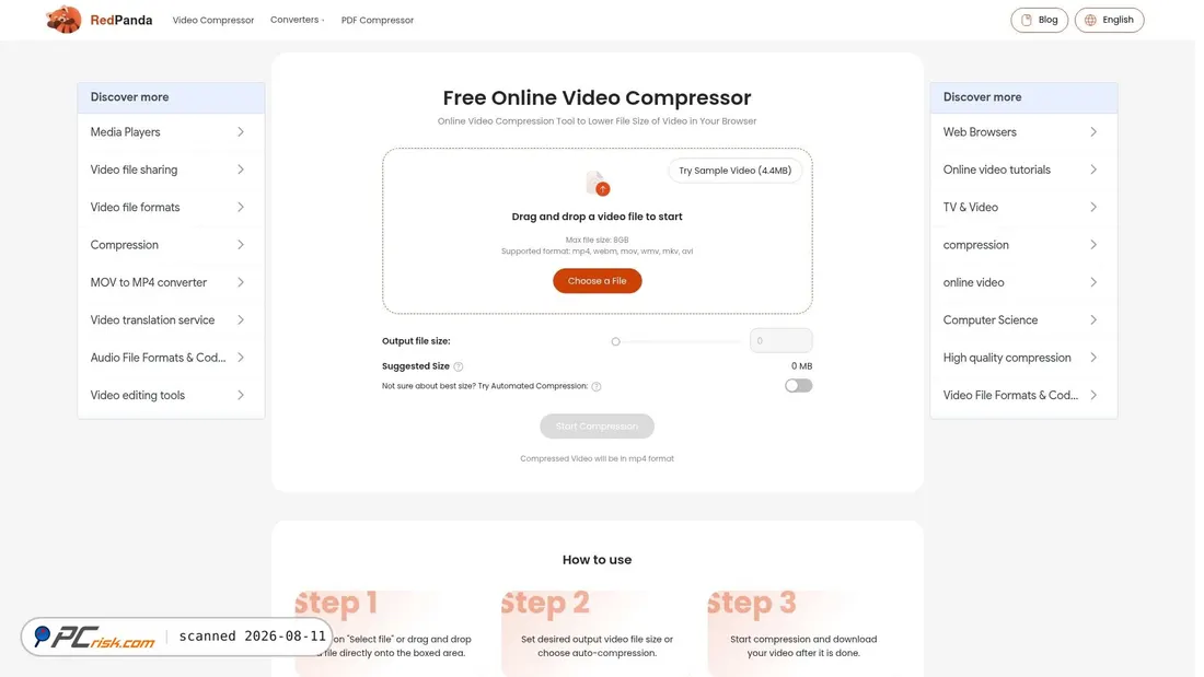 Screenshot of redpandacompress.com