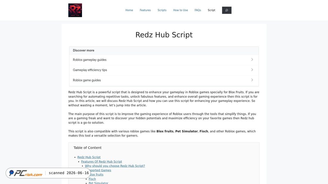Screenshot of redzhubscripts.com