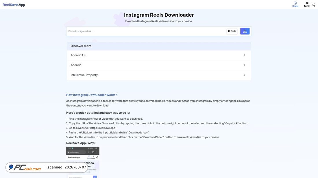 Screenshot of reelsave.app