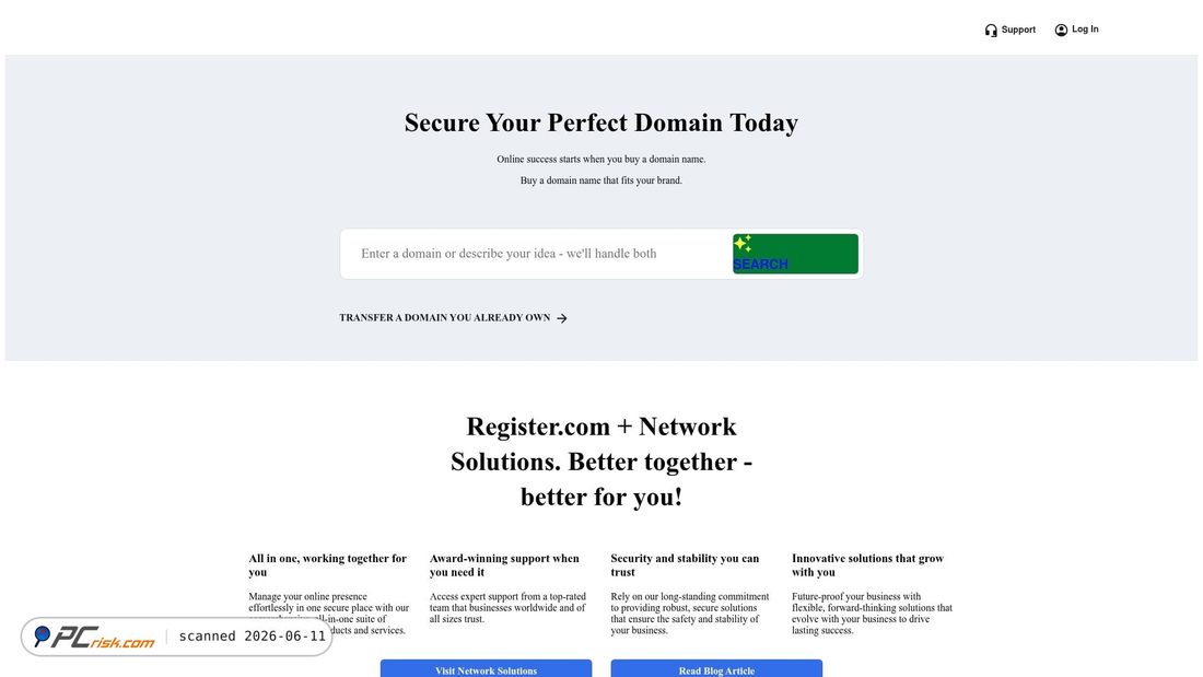 Screenshot of register.com