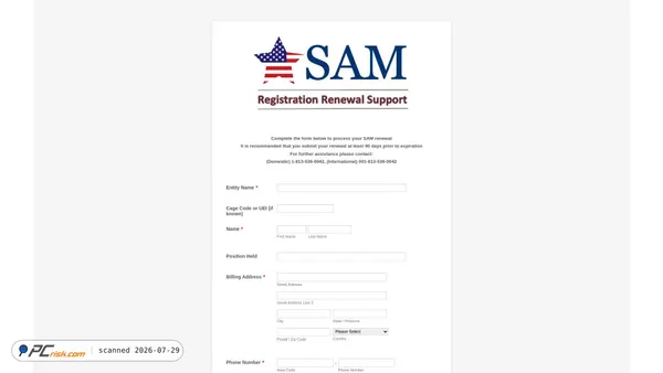 registeringforsupport.com screenshot