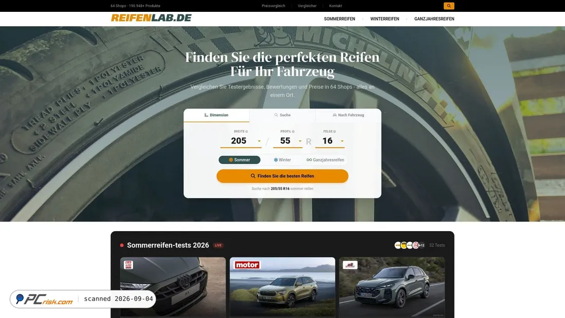 Screenshot von reifenlab.de