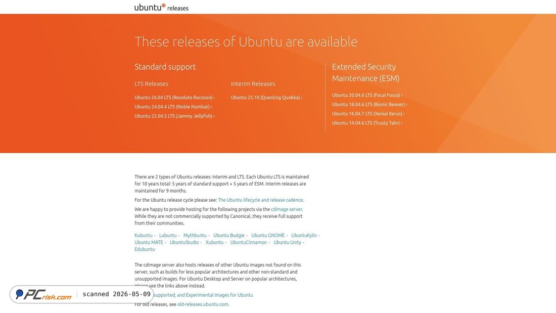 Screenshot di releases.ubuntu.com