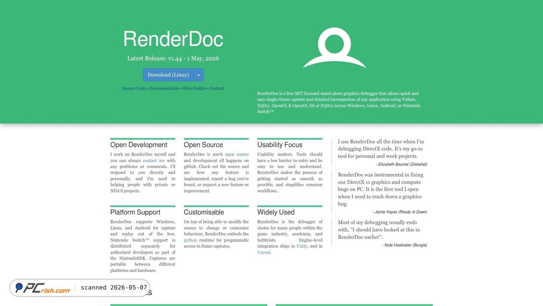 Screenshot of renderdoc.org