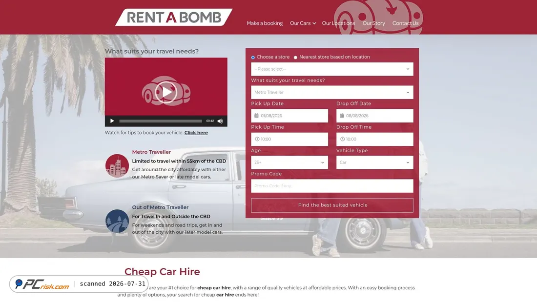 Screenshot of rentabomb.com.au