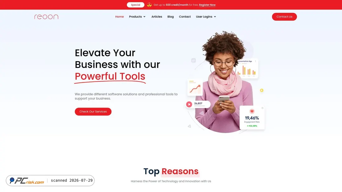 Screenshot of reoon.com