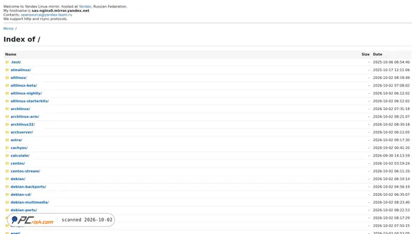 repo.mirror.yandex.ru screenshot