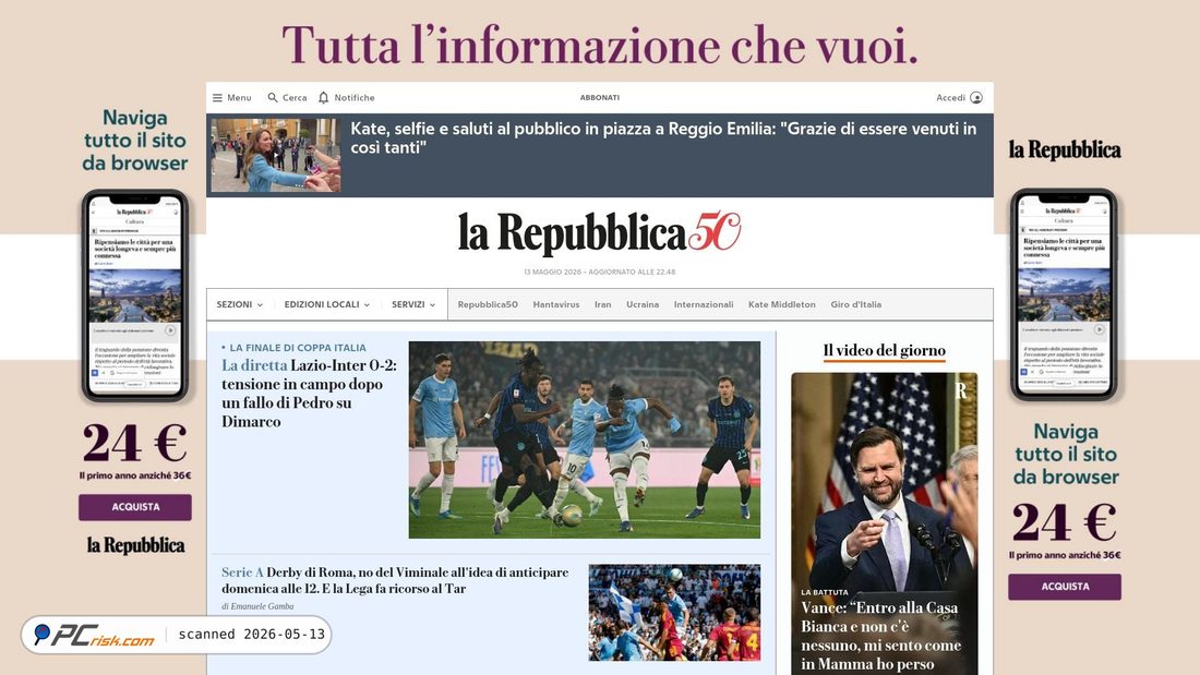 Captura de ecrã de repubblica.it