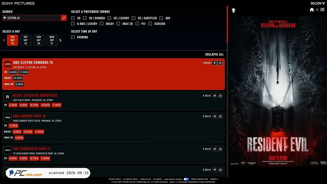 Captura de ecrã de residentevil.movie
