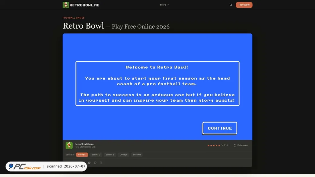 Screenshot of retrobowl.me