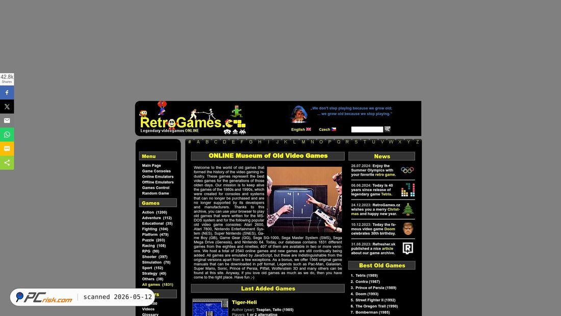 Screenshot di retrogames.cz