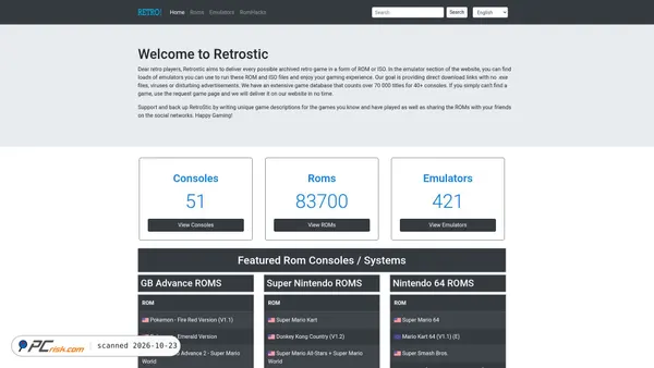 Captura de retrostic.com