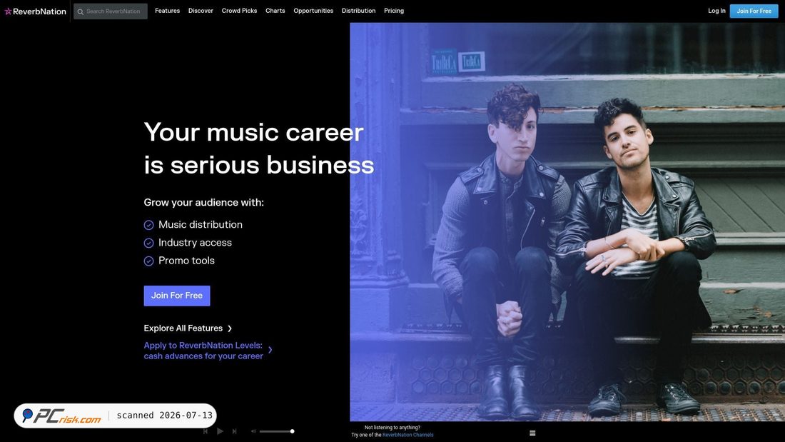 Screenshot of reverbnation.com