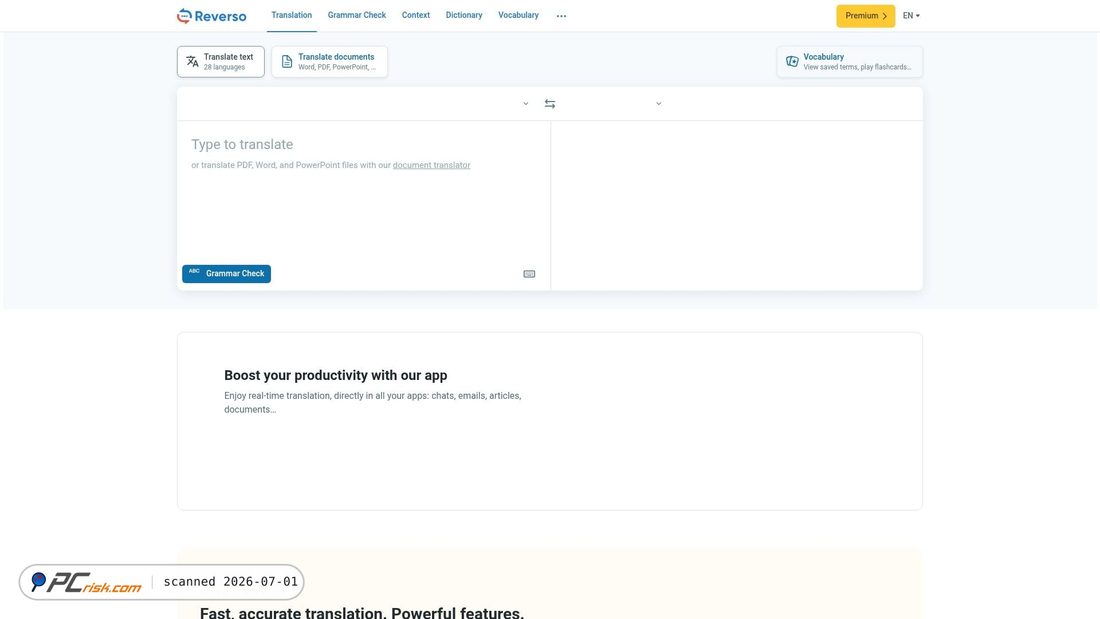 Screenshot of reverso.net