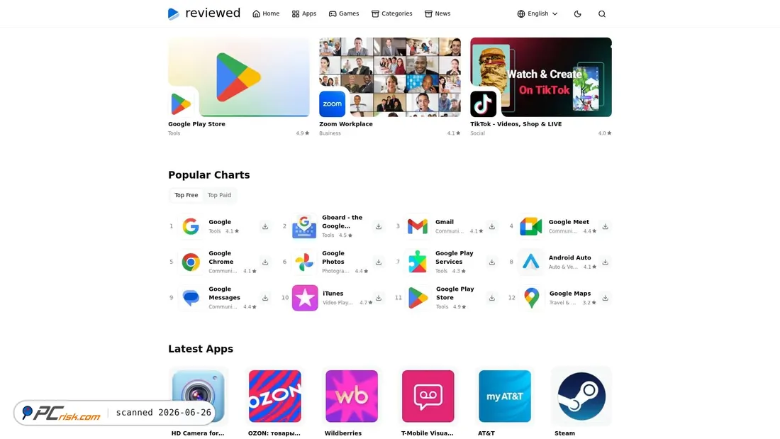 Screenshot of reviewed.app