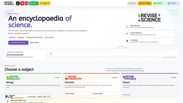 revisescience.org.uk screenshot