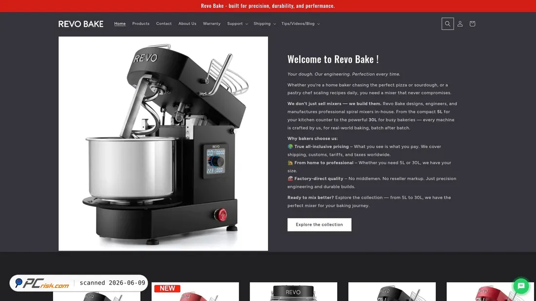 Screenshot of revobake.com