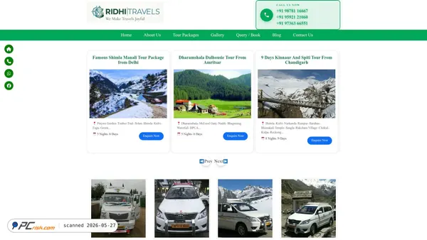 ridhitravel.co.in screenshot