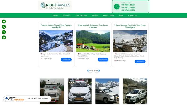 ridhitravel.co.in screenshot
