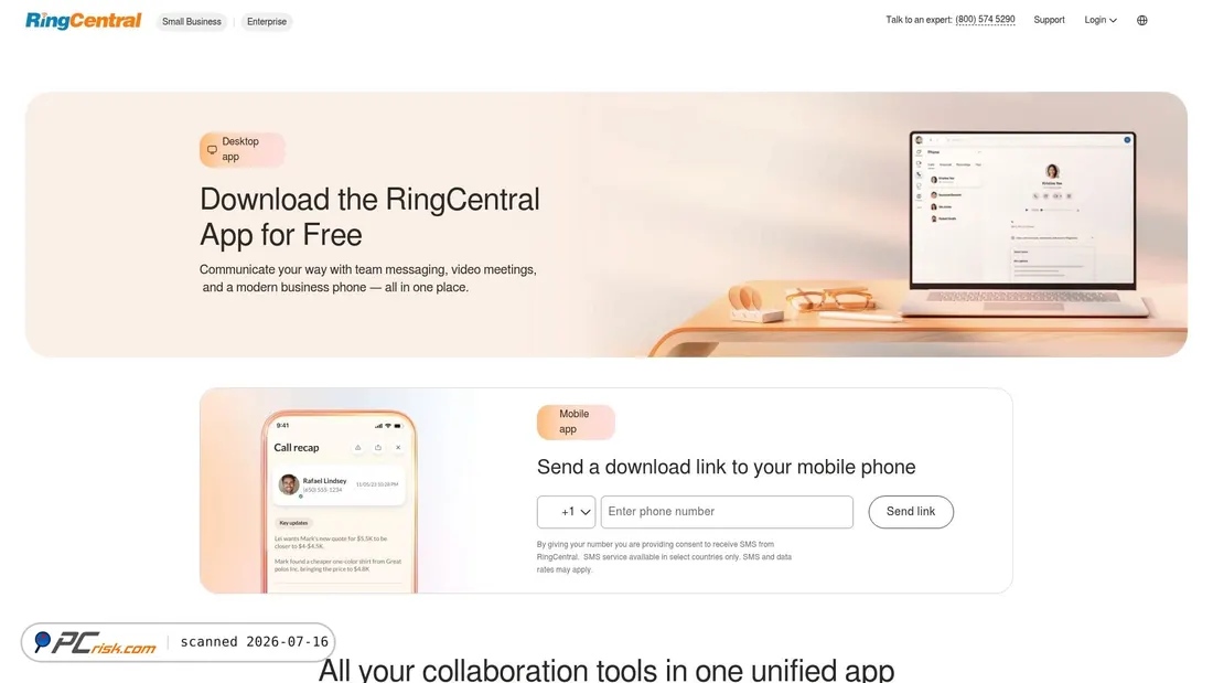 Screenshot of ringecetral.com