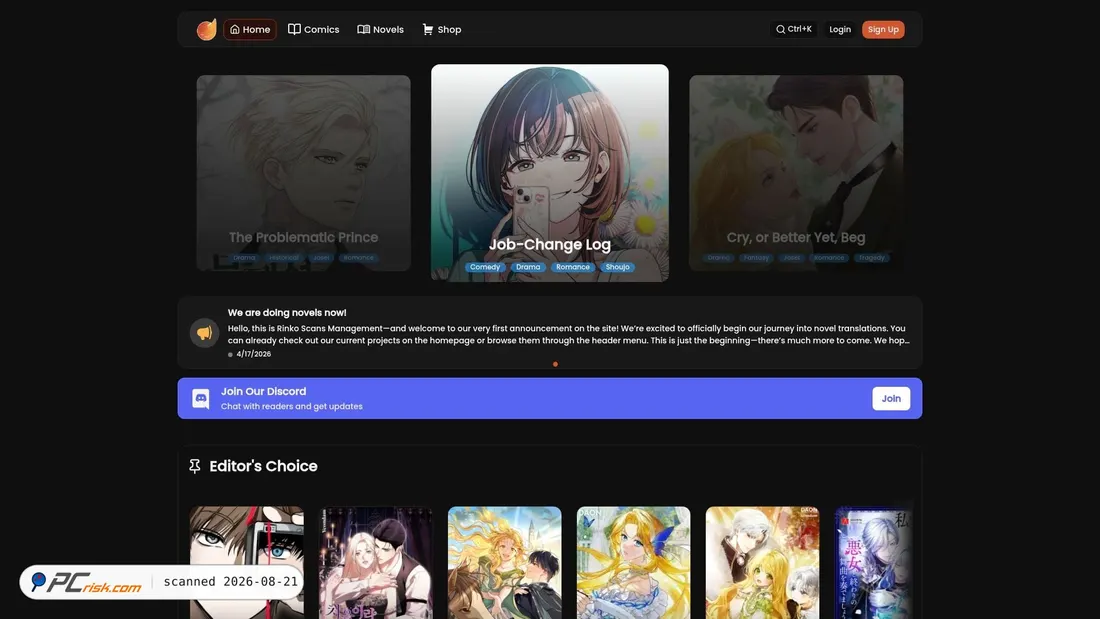 Screenshot of rinkocomics.com