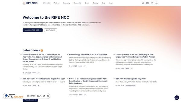 ripe.net screenshot