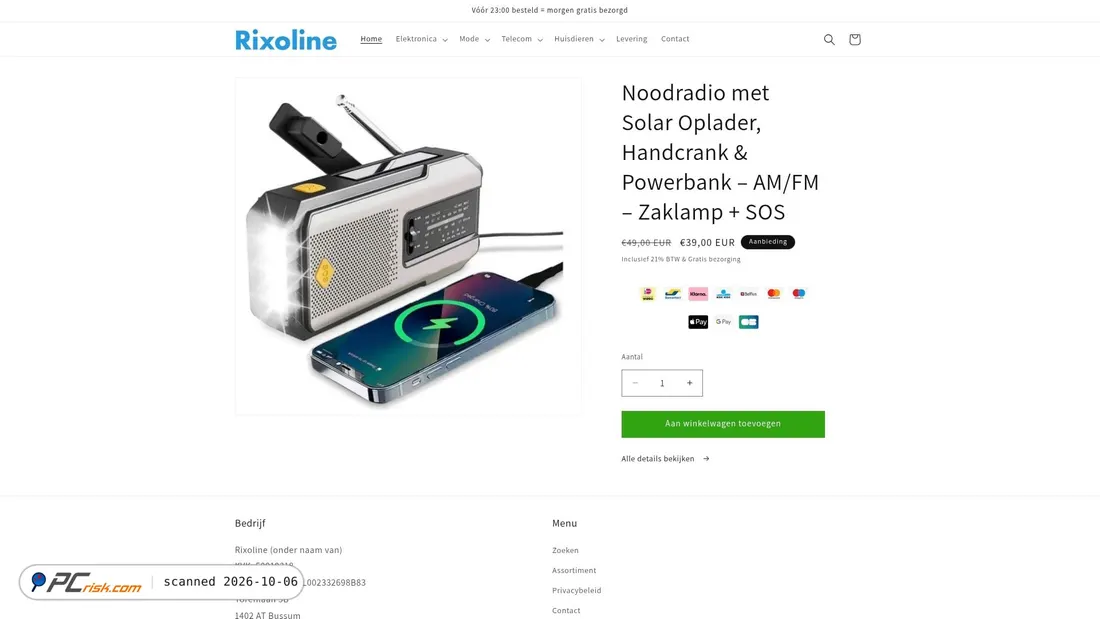 Capture d’écran de rixoline.nl