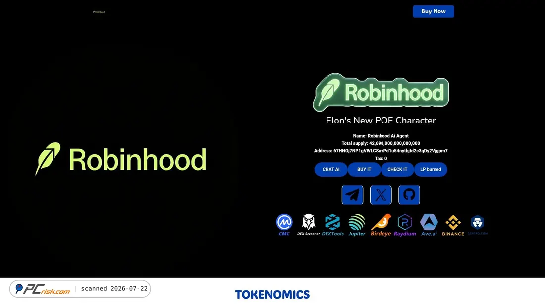 Screenshot of robinhoodaiagent.xyz