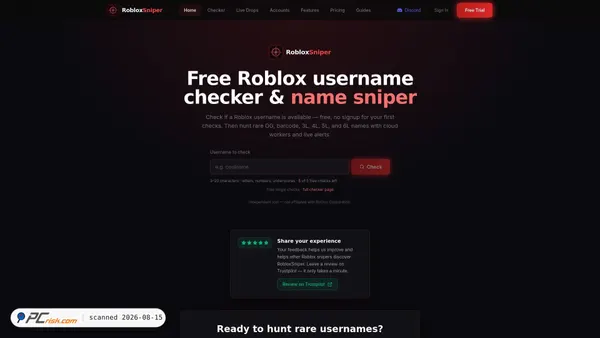 robloxsniper.com screenshot
