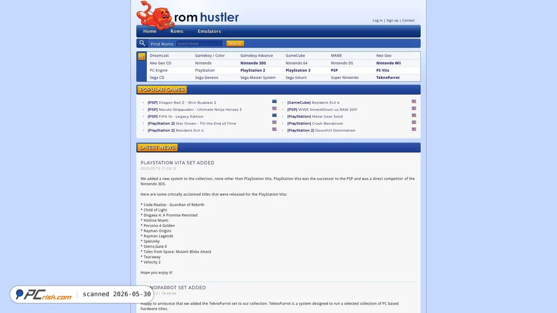 Screenshot of romhustler.org